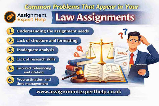 Law student reviewing legal documents and case studies while working on a law assignment with expert academic assistance.